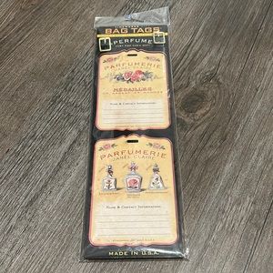 NWT Timeworks "Perfume" Wooden Bag Tags Luggage Tags Made in USA SET OF 2